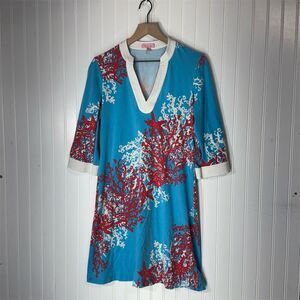 Lilly Pulitzer M Blue Coral Reef Starfish Tunic Dress Beach Resortwear Coastal